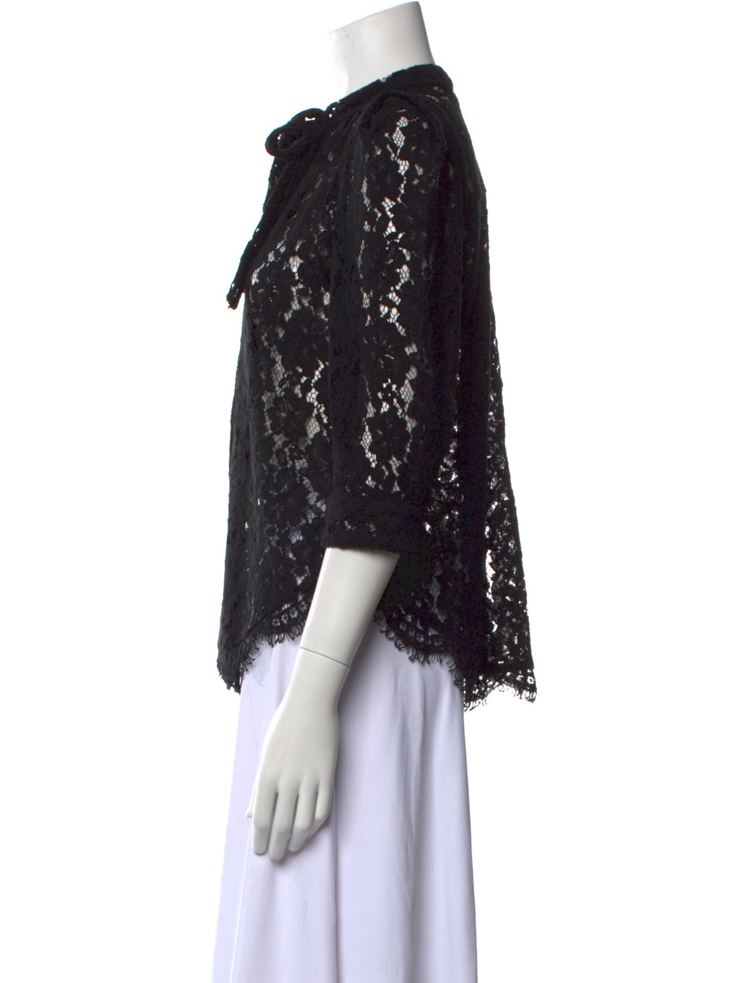 Zadig & Voltaire Lace Pattern Mock Neck Button-Up Top