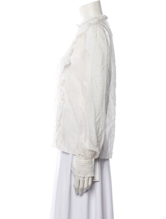 Zadig & Voltaire Mock Neck Long Sleeve Button-Up Top