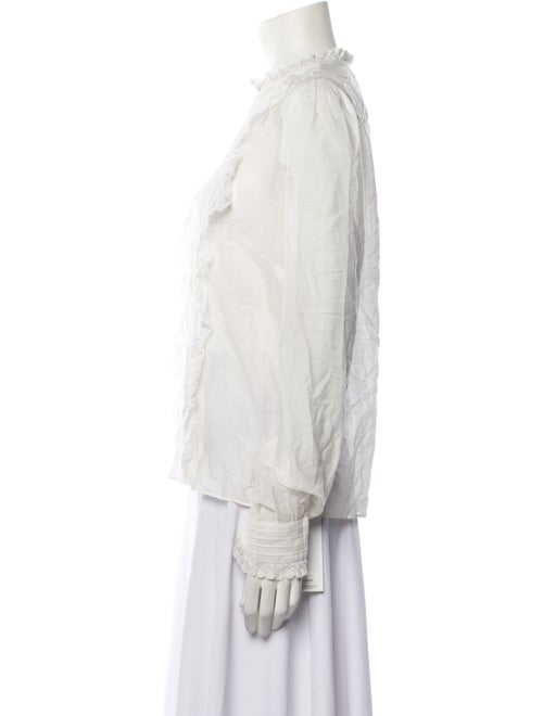 Zadig & Voltaire Mock Neck Long Sleeve Button-Up Top