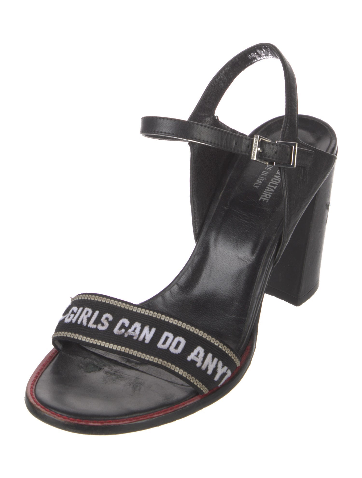 Zadig & Voltaire Leather Graphic Print Slingback Sandals