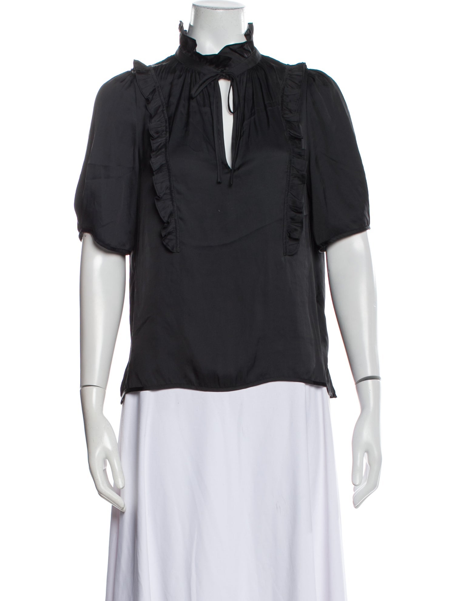 Zadig & Voltaire Mock Neck Short Sleeve Blouse