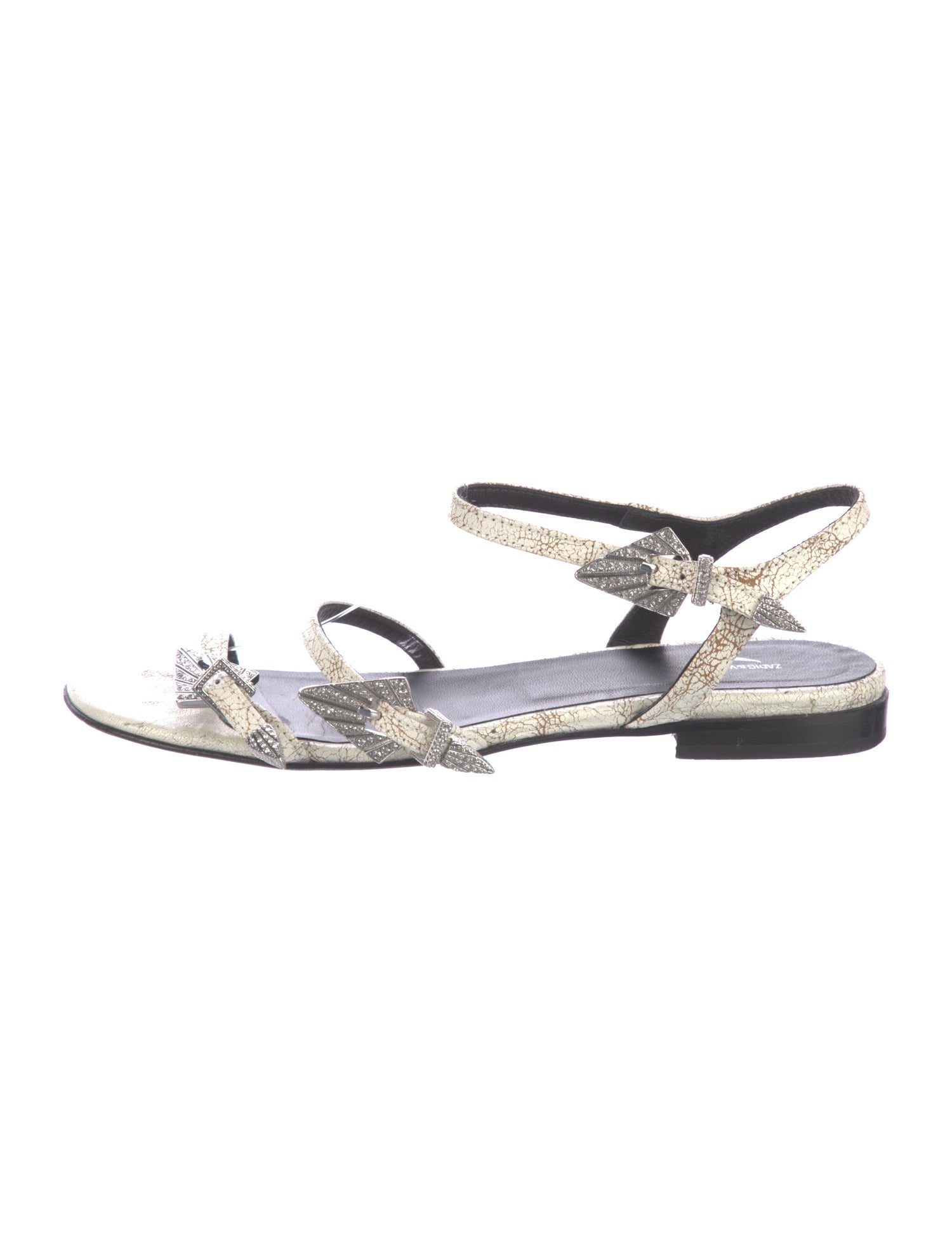 Zadig & Voltaire Leather Crystal Embellishments Sandals