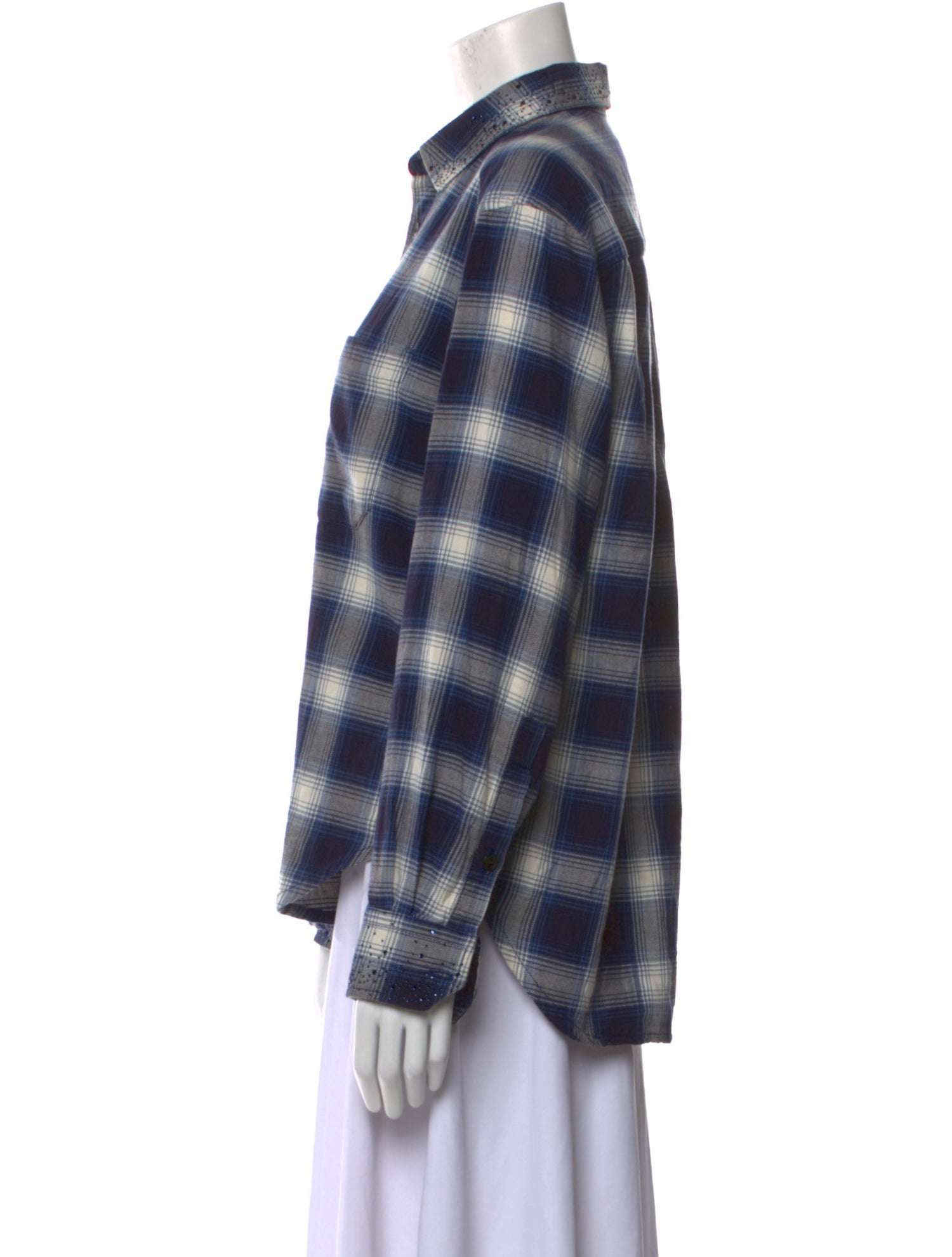 Zadig & Voltaire Plaid Print Long Sleeve Button-Up Top