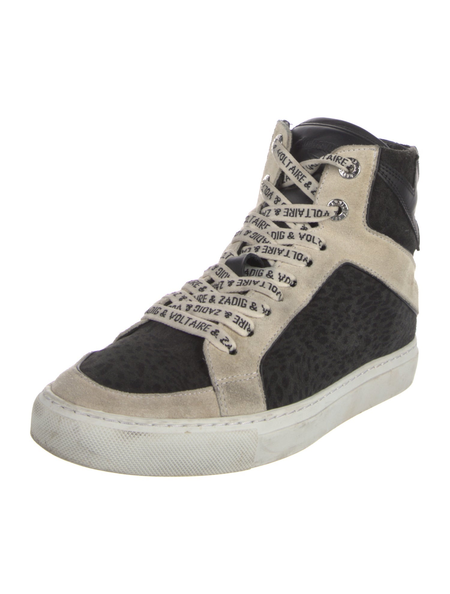 Zadig & Voltaire Suede Colorblock Pattern Sneakers