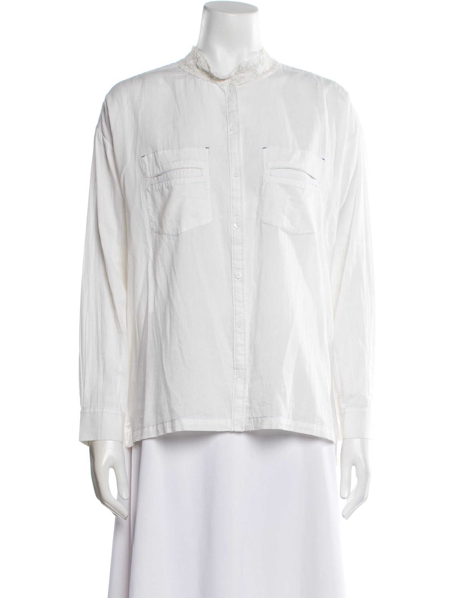 Zadig & Voltaire Vintage Mock Neck Button-Up Top