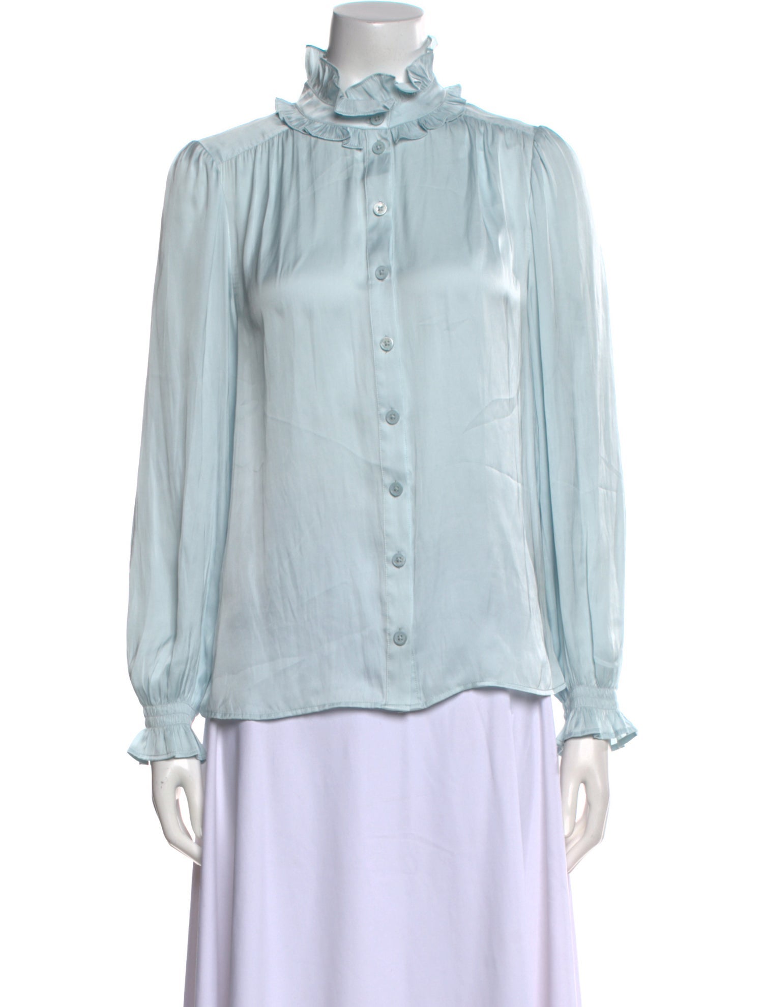 Zadig & Voltaire Mock Neck Long Sleeve Button-Up Top