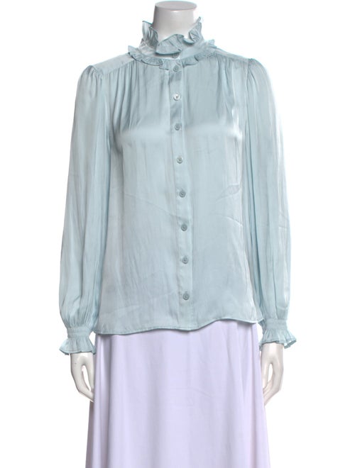 Zadig & Voltaire Mock Neck Long Sleeve Button-Up Top