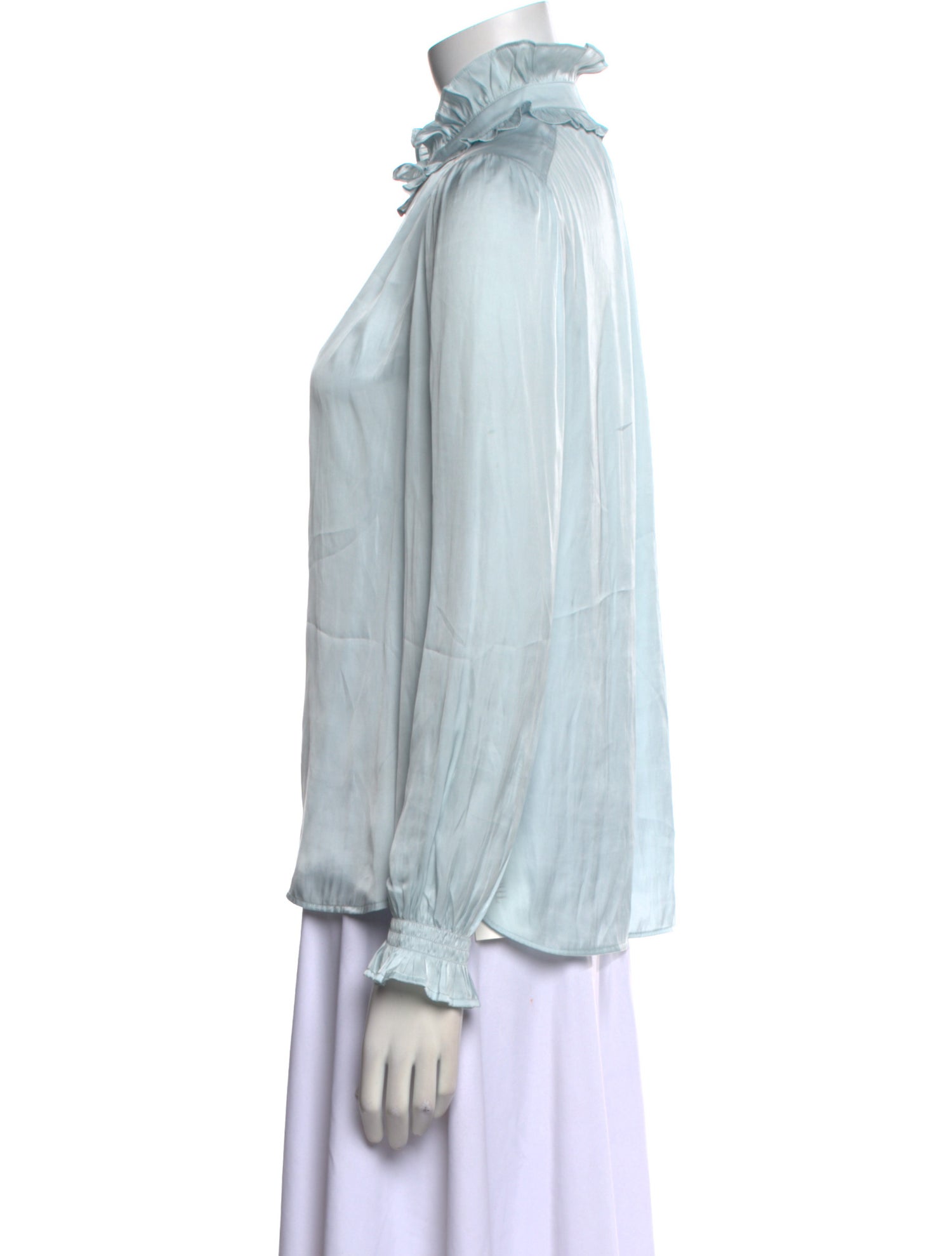 Zadig & Voltaire Mock Neck Long Sleeve Button-Up Top