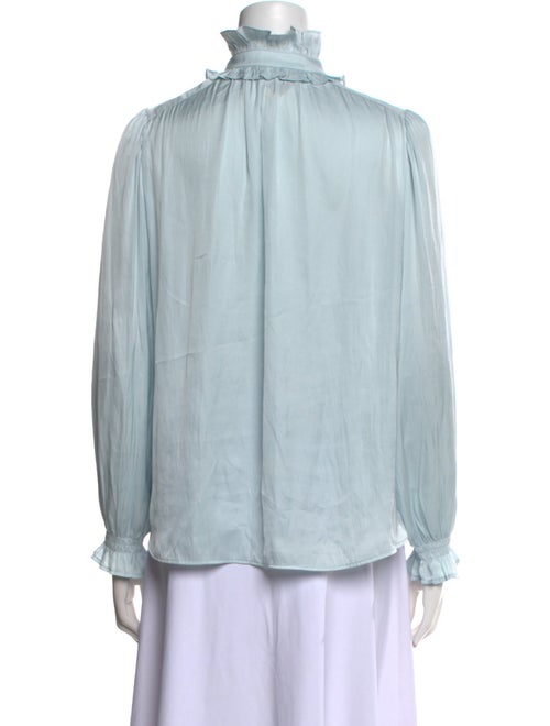 Zadig & Voltaire Mock Neck Long Sleeve Button-Up Top