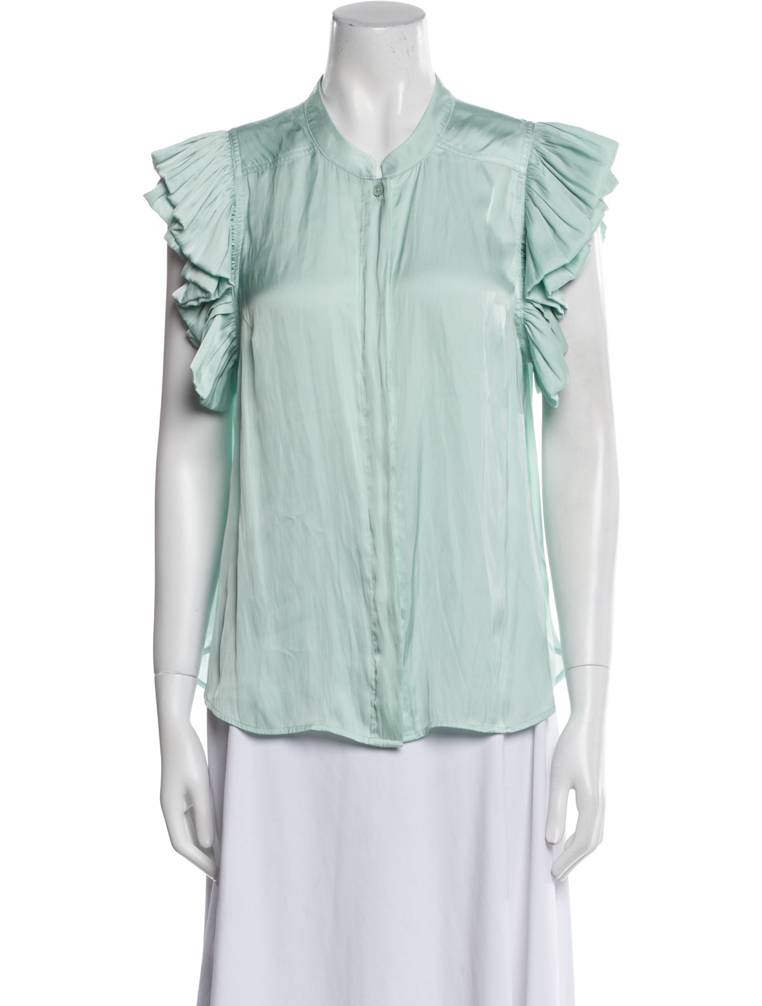 Zadig & Voltaire Crew Neck Short Sleeve Button-Up Top