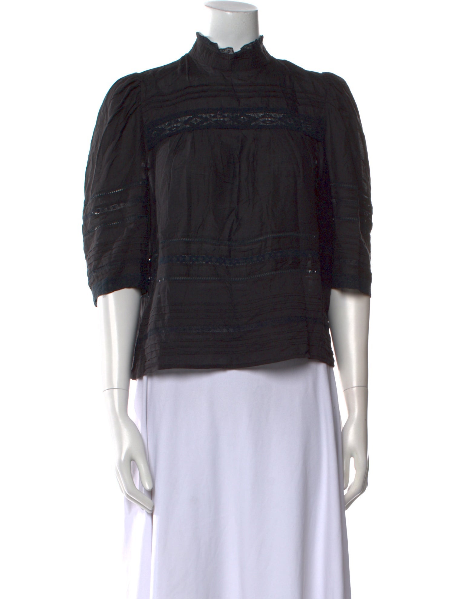 Zadig & Voltaire Mock Neck Three-Quarter Sleeve Crop Top