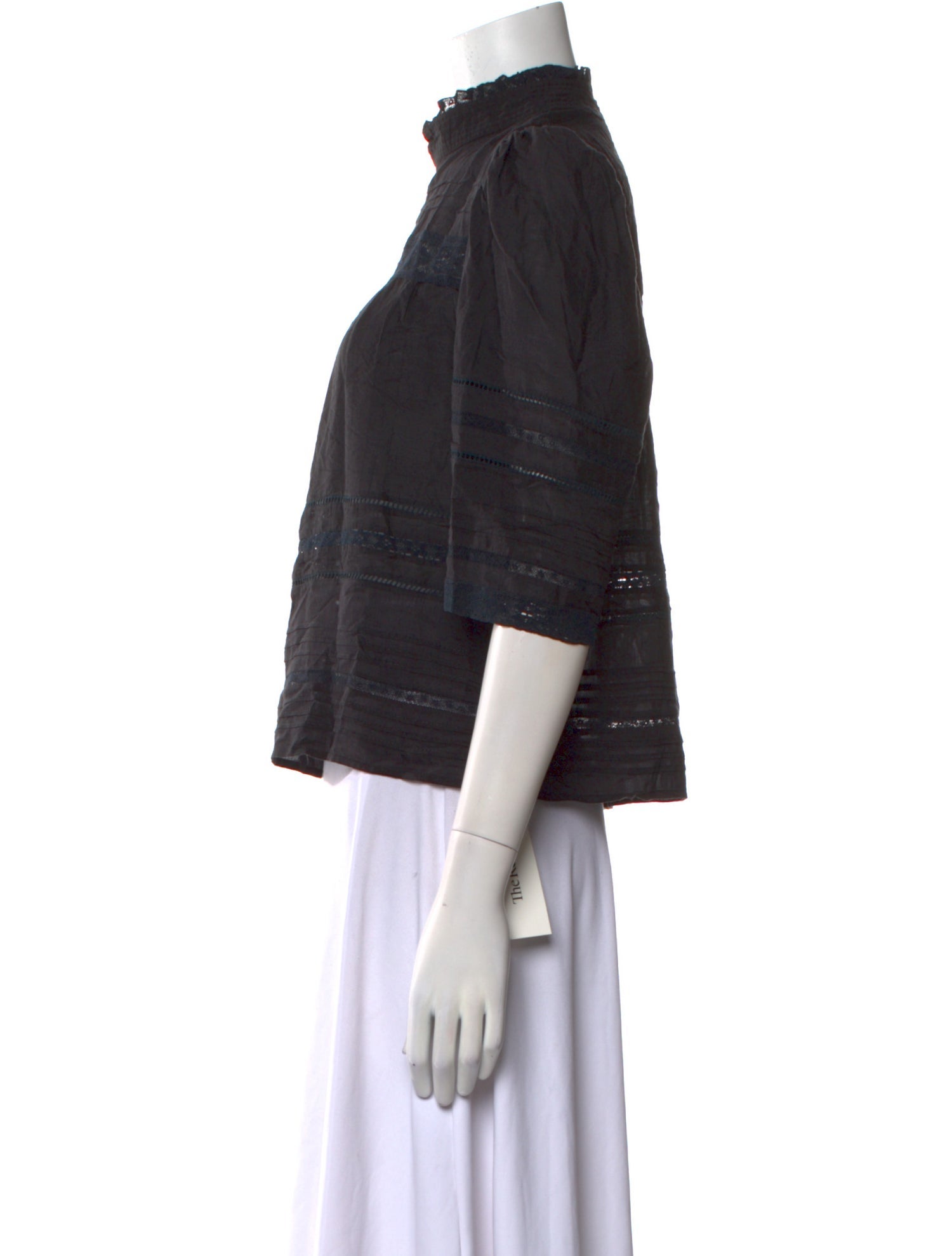 Zadig & Voltaire Mock Neck Three-Quarter Sleeve Crop Top