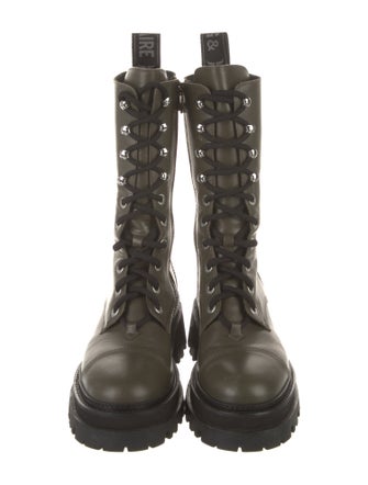 Zadig & Voltaire Leather Colorblock Pattern Combat Boots
