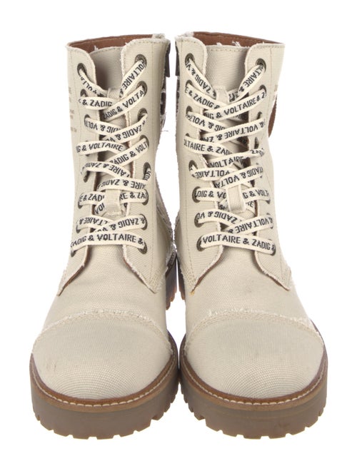 Zadig & Voltaire Canvas Colorblock Pattern Combat Boots