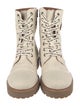 Zadig & Voltaire Canvas Colorblock Pattern Combat Boots