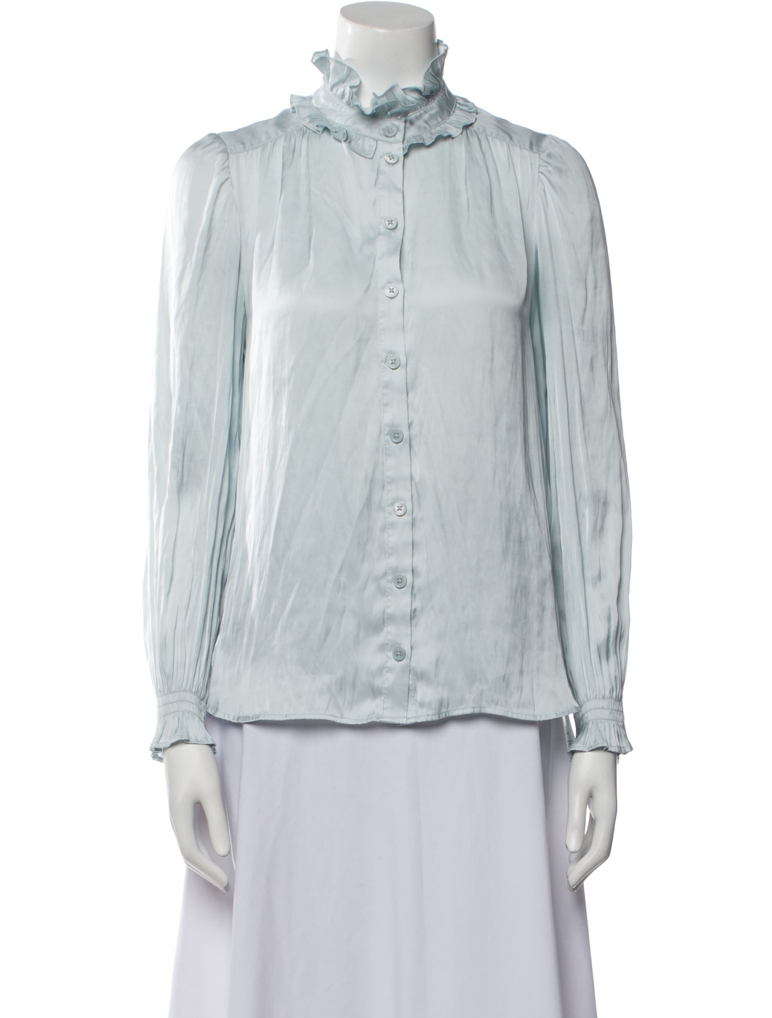 Zadig & Voltaire Mock Neck Long Sleeve Button-Up Top