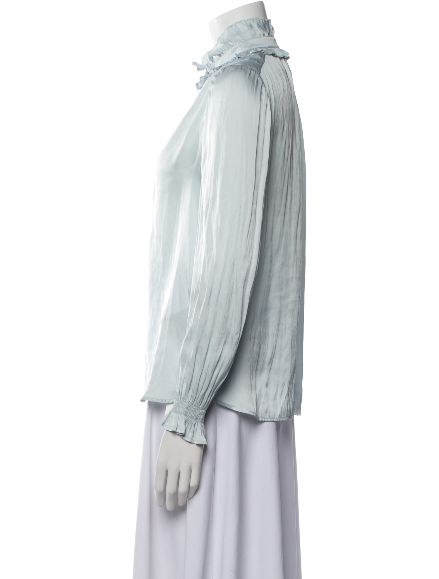 Zadig & Voltaire Mock Neck Long Sleeve Button-Up Top