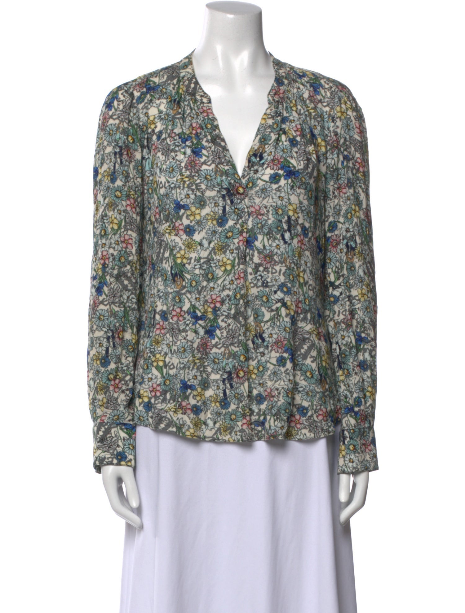 Zadig & Voltaire Floral Print V-Neck Blouse