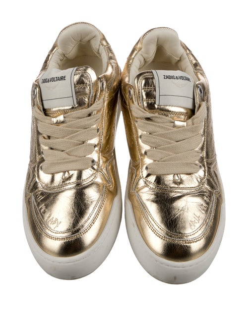 Zadig & Voltaire Leather Colorblock Pattern Sneakers