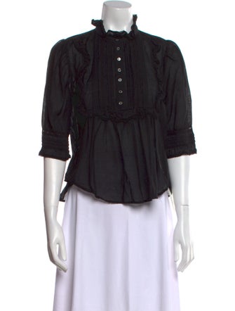 Zadig & Voltaire Mock Neck Three-Quarter Sleeve Blouse