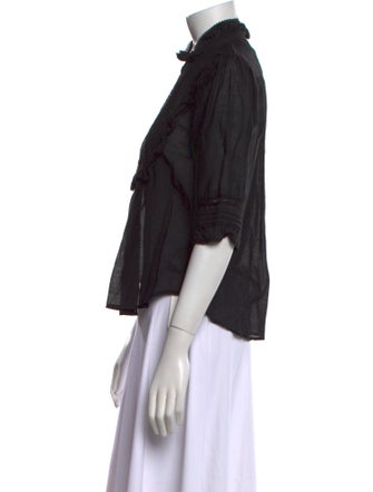 Zadig & Voltaire Mock Neck Three-Quarter Sleeve Blouse