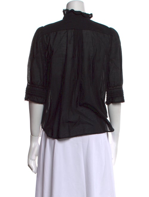 Zadig & Voltaire Mock Neck Three-Quarter Sleeve Blouse