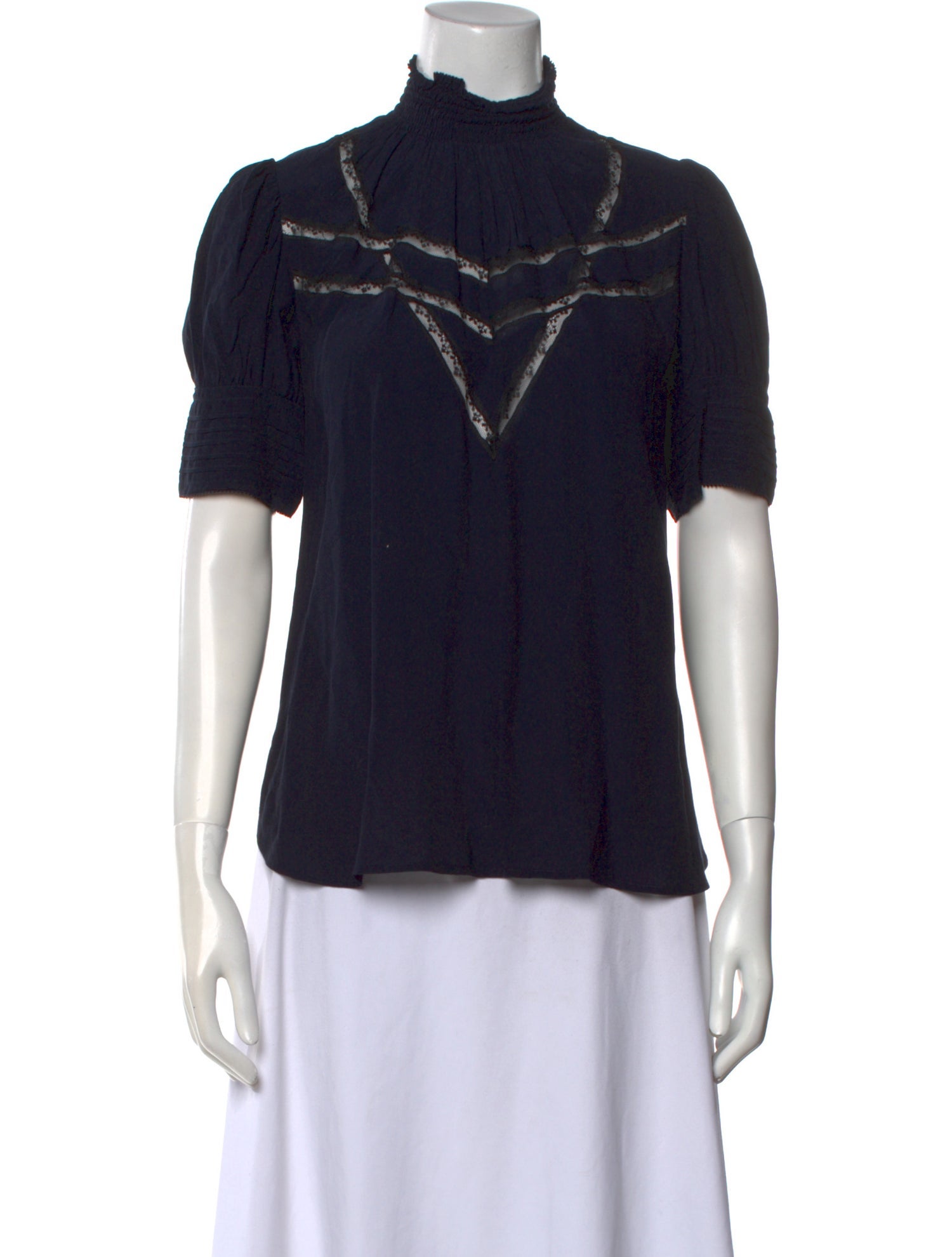 Zadig & Voltaire Mock Neck Short Sleeve Blouse