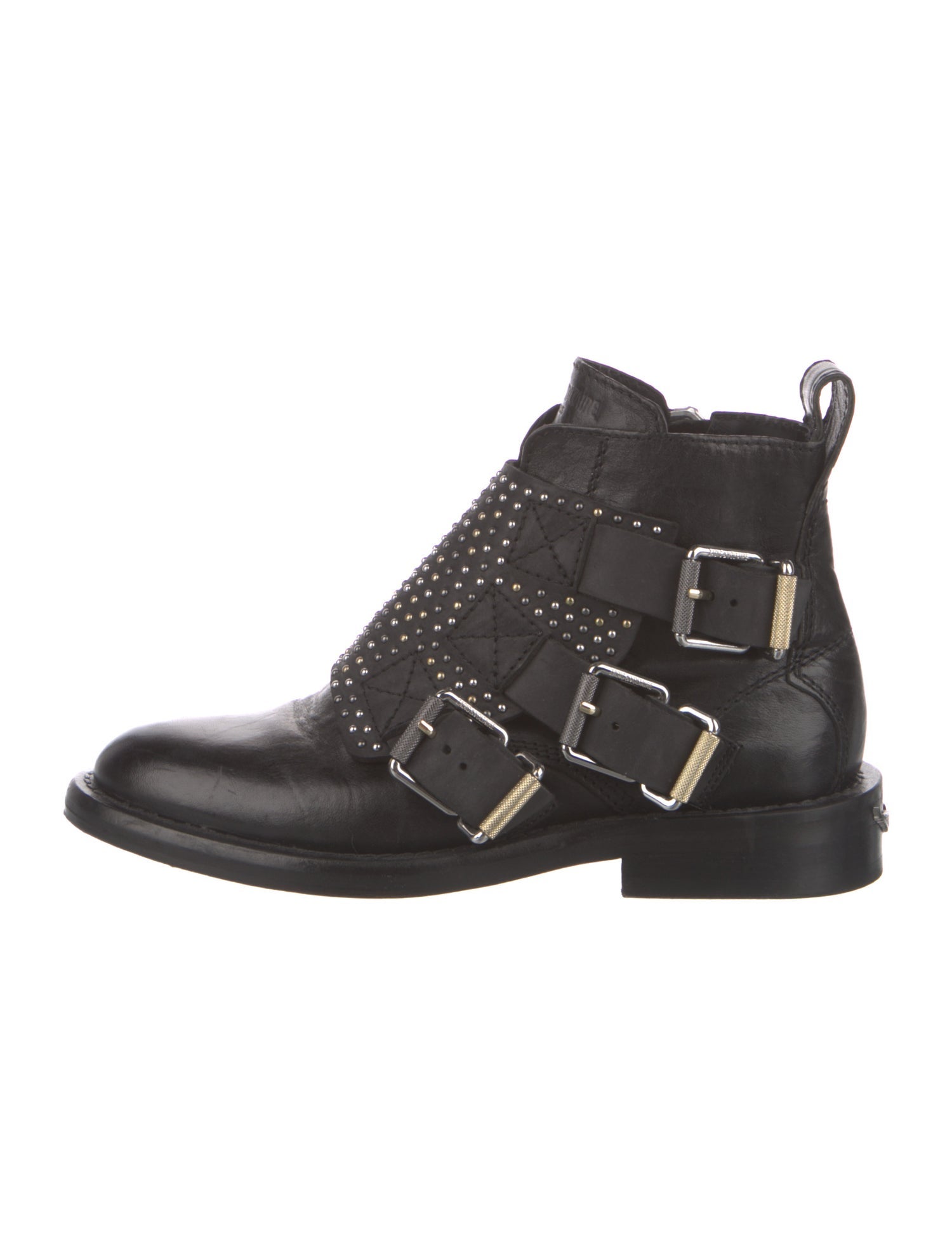 Zadig & Voltaire Leather Studded Accents Combat Boots