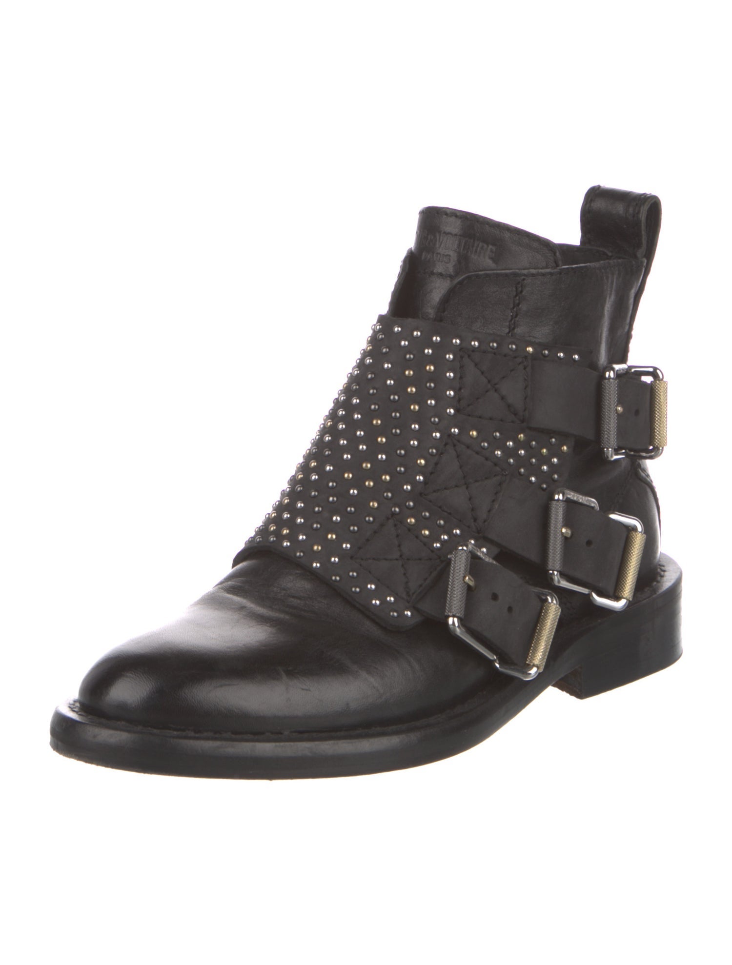 Zadig & Voltaire Leather Studded Accents Combat Boots