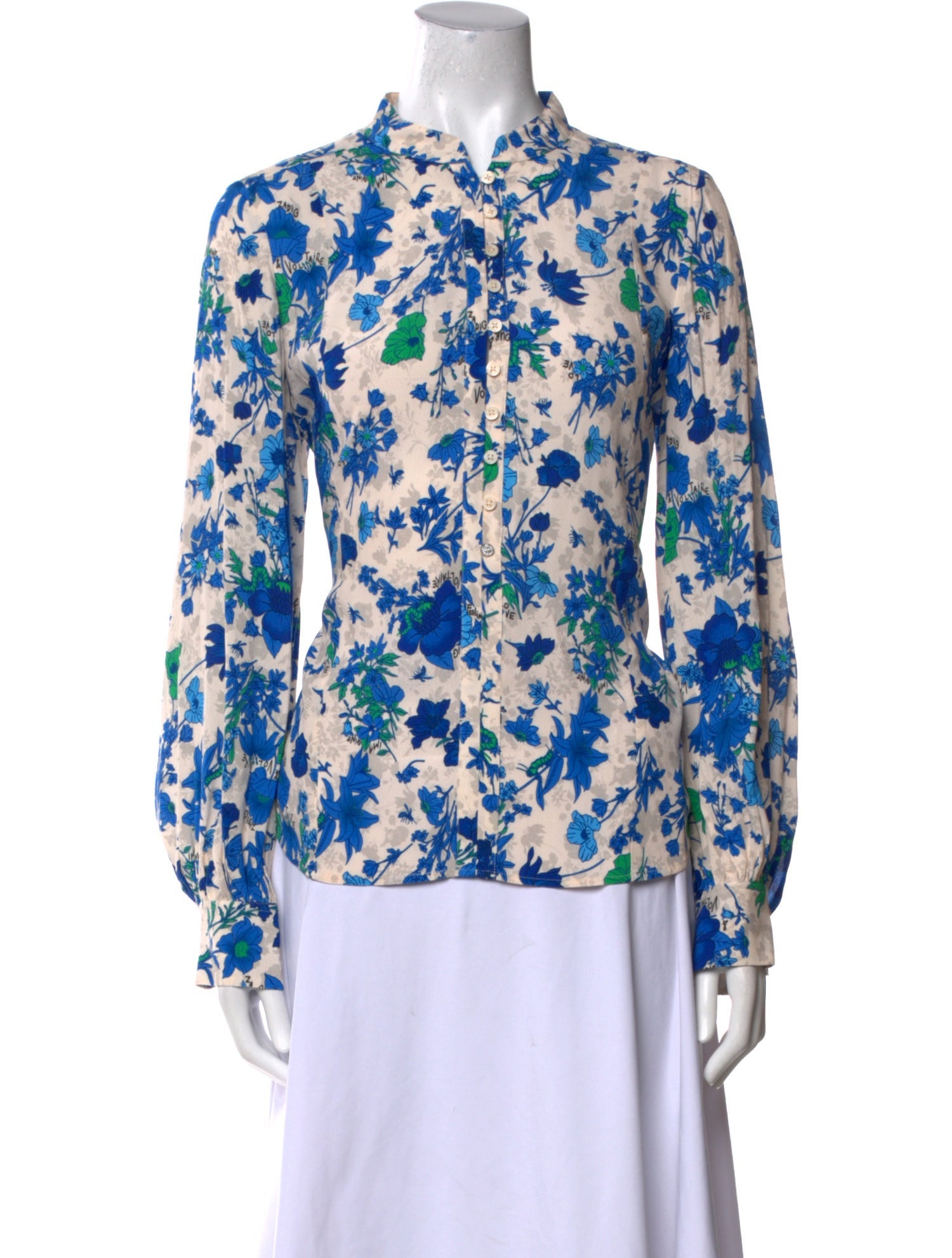 Zadig & Voltaire Floral Print Mock Neck Blouse