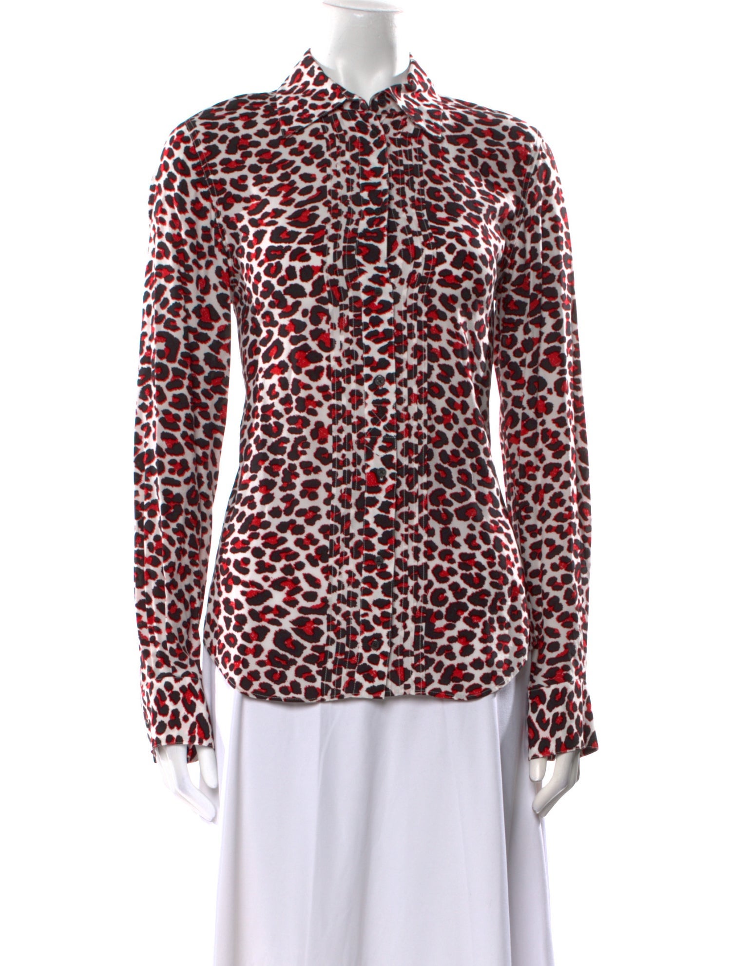 Zadig & Voltaire Animal Print Long Sleeve Button-Up Top