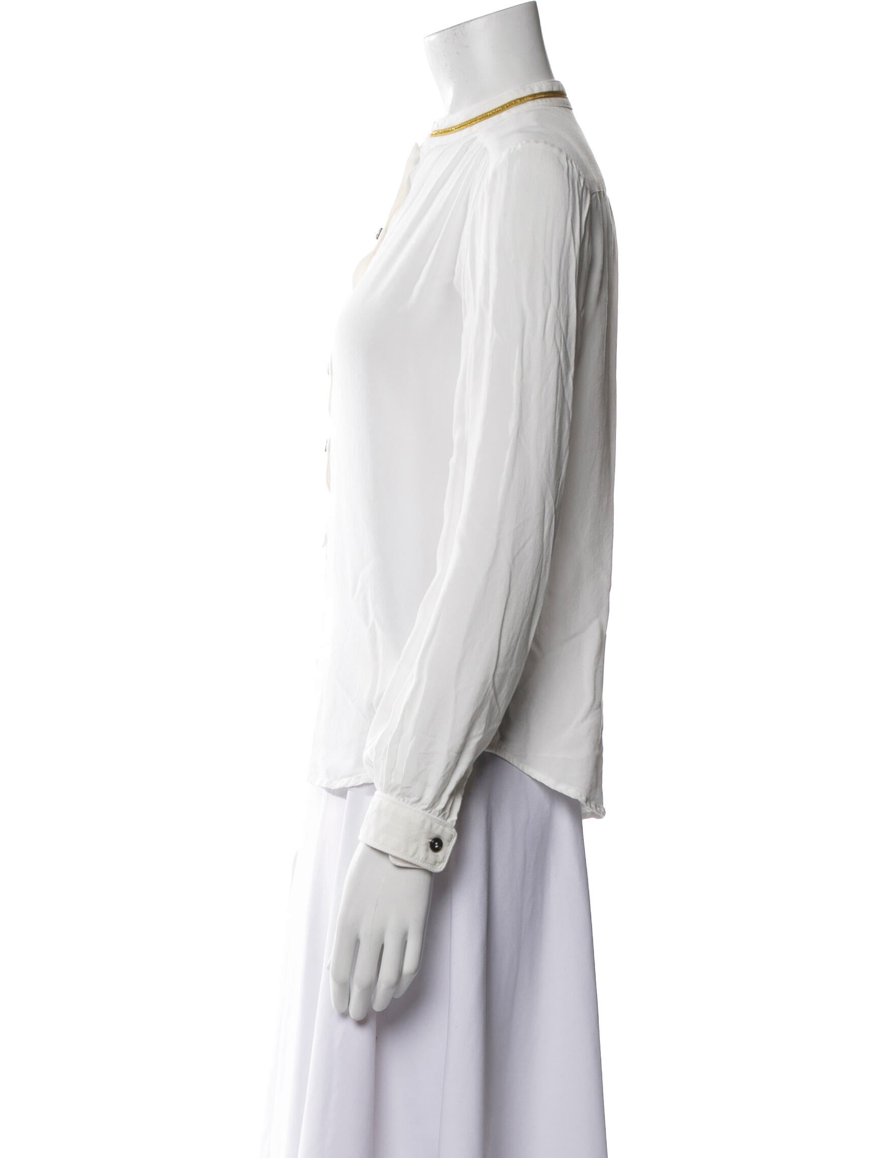 Zadig & Voltaire Mock Neck Long Sleeve Button-Up Top