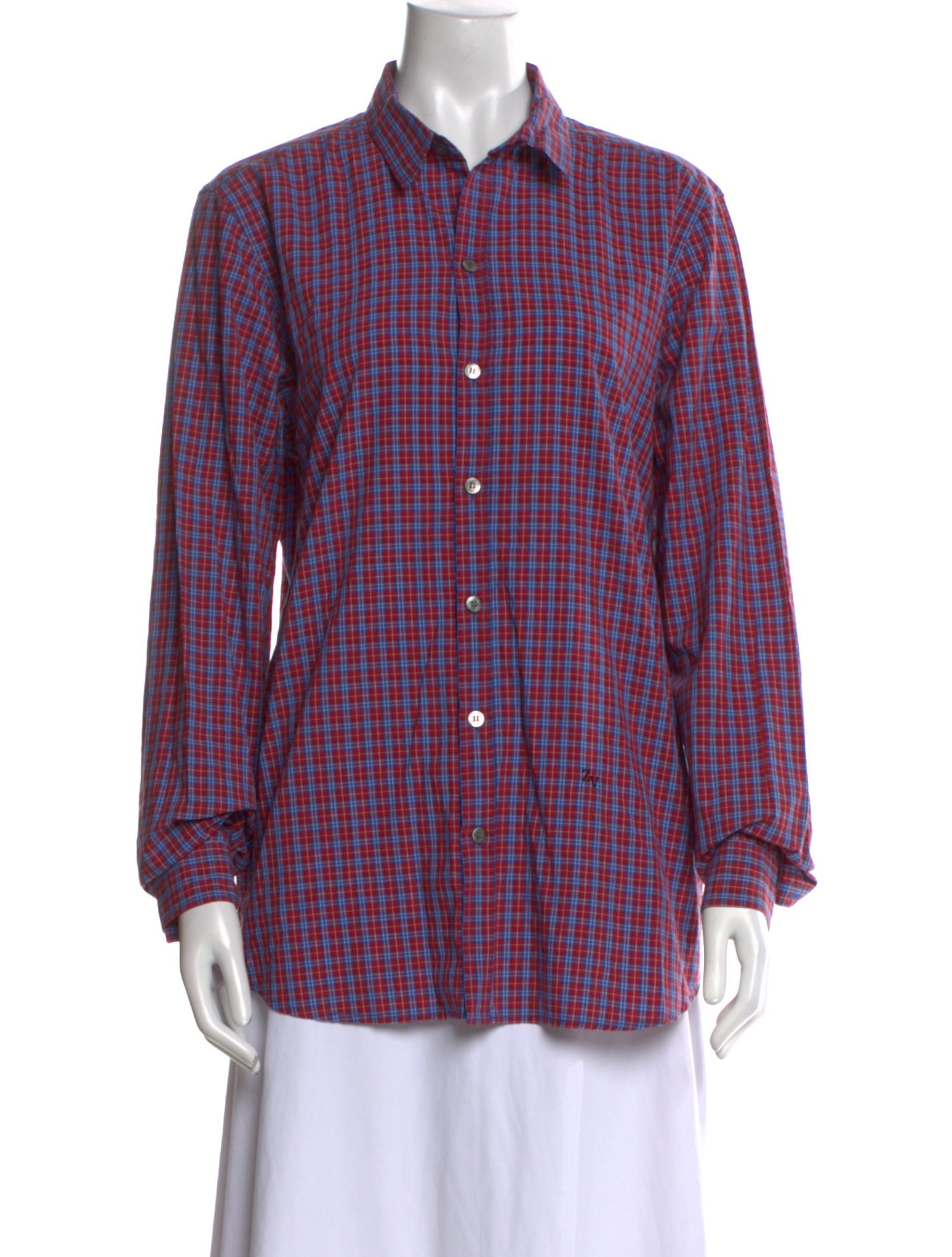 Zadig & Voltaire Plaid Print Long Sleeve Button-Up Top