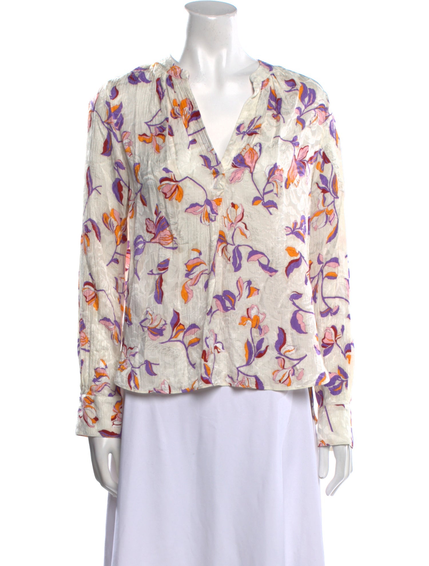 Zadig & Voltaire Floral Print V-Neck Blouse