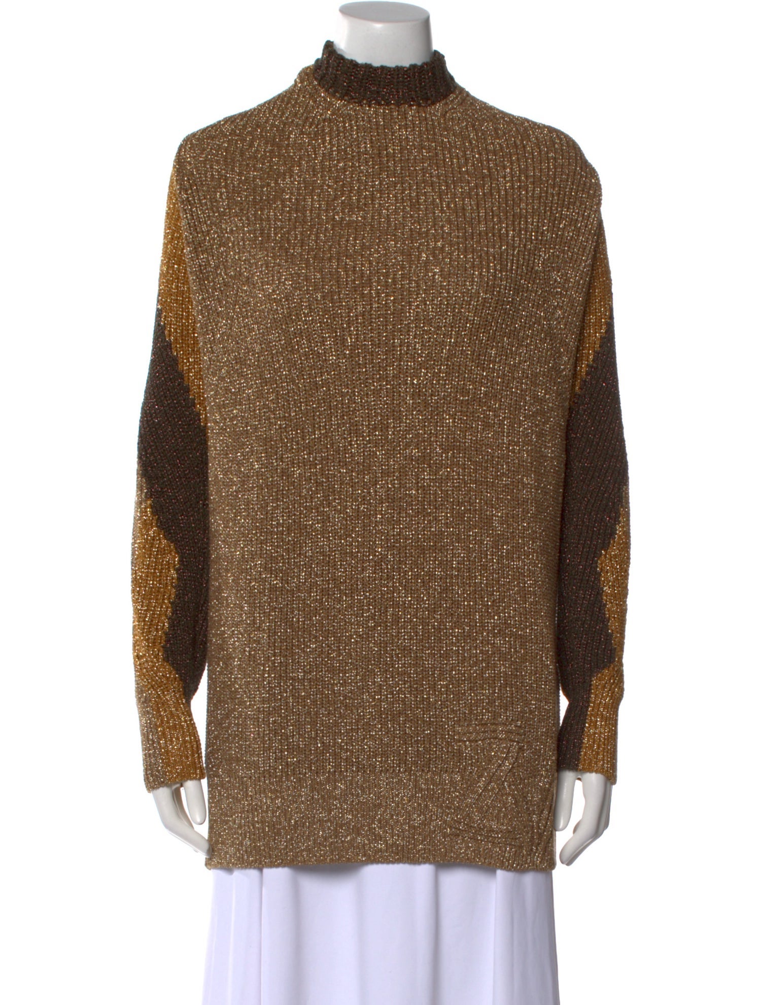 Zadig & Voltaire Colorblock Pattern Mock Neck Sweater