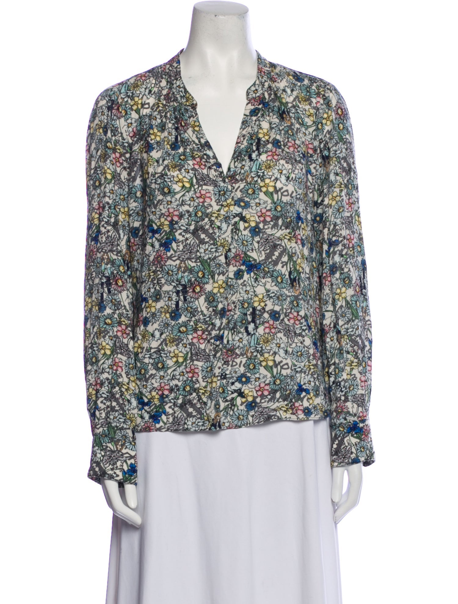Zadig & Voltaire Floral Print V-Neck Blouse