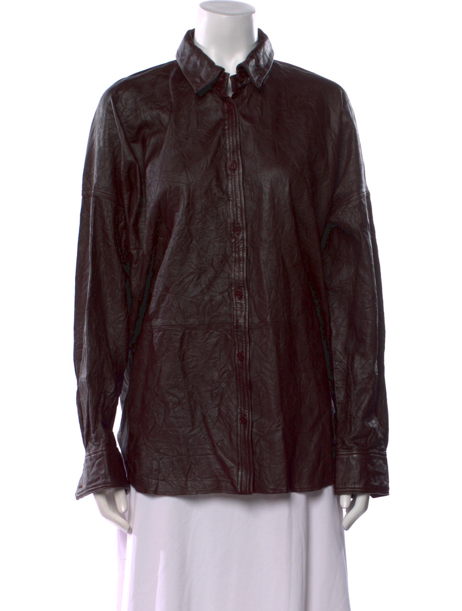 Zadig & Voltaire Leather Long Sleeve Button-Up Top