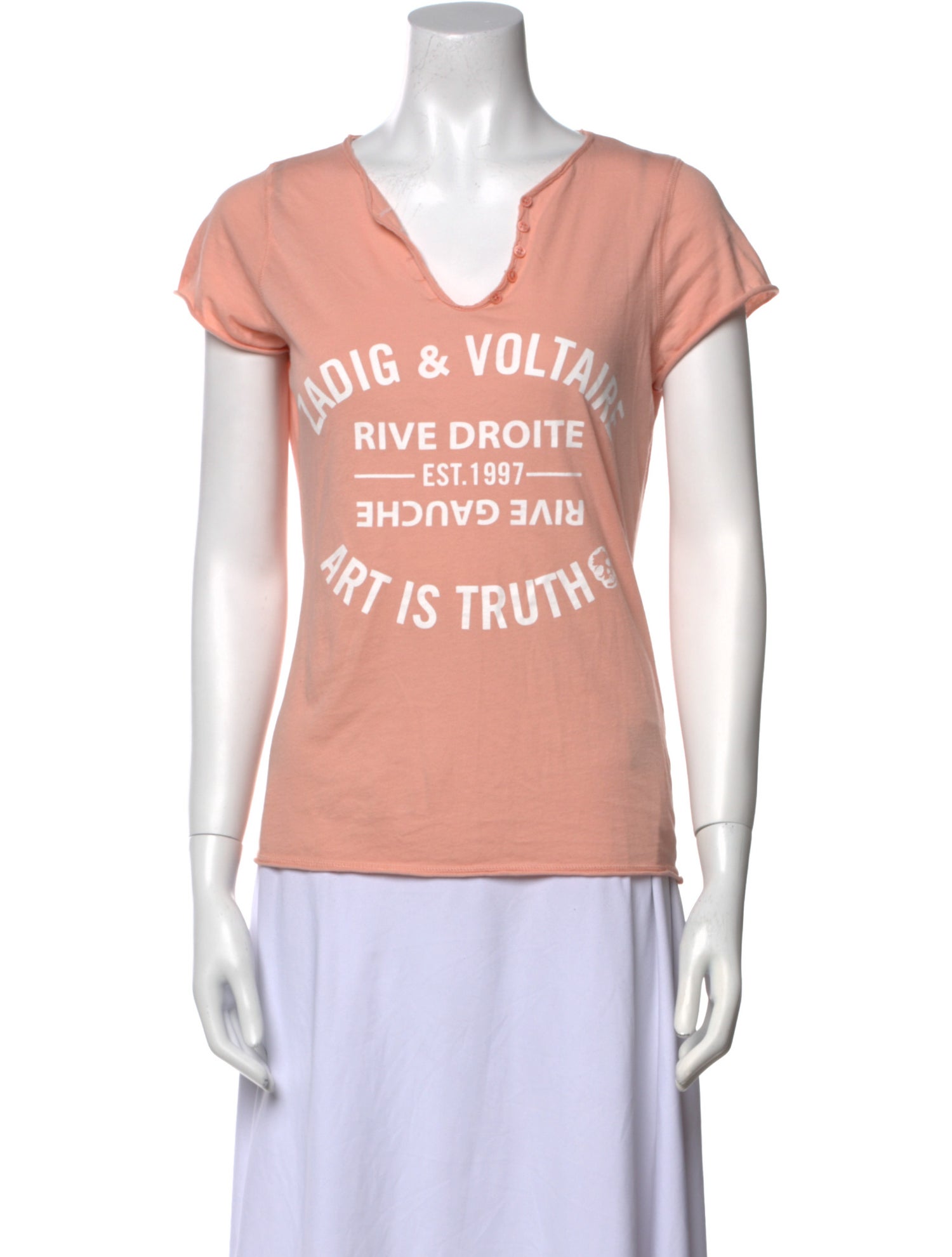 Zadig & Voltaire Graphic Print V-Neck T-Shirt