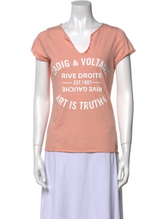Zadig & Voltaire Graphic Print V-Neck T-Shirt