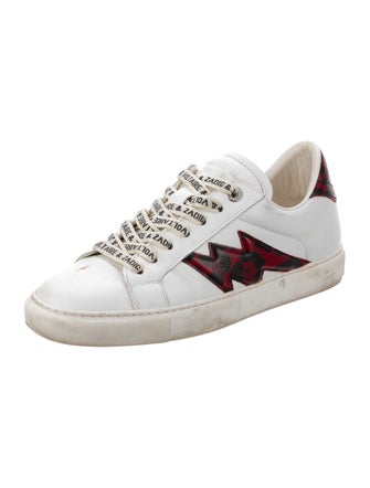 Zadig & Voltaire Leather Colorblock Pattern Sneakers