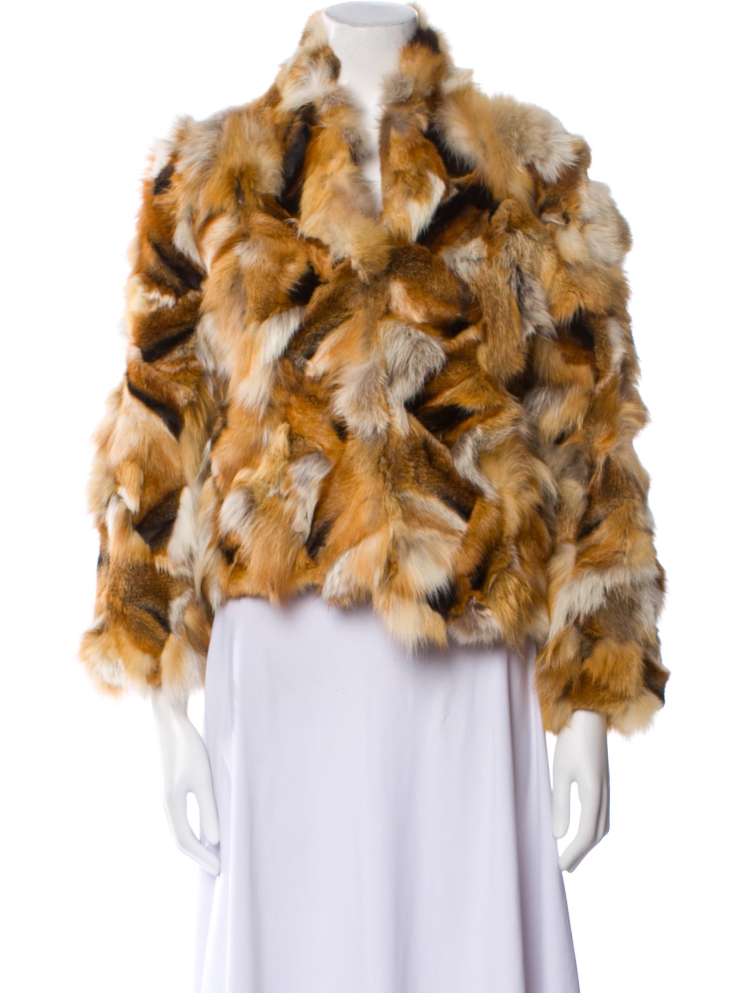 Zadig & Voltaire Fox Colorblock Pattern Fur Jacket