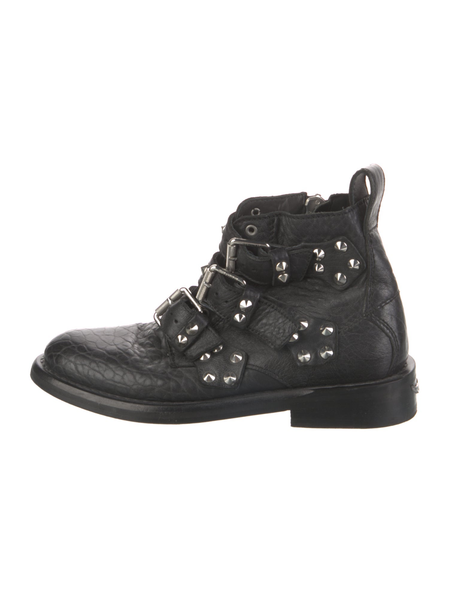 Zadig & Voltaire Leather Studded Accents Combat Boots