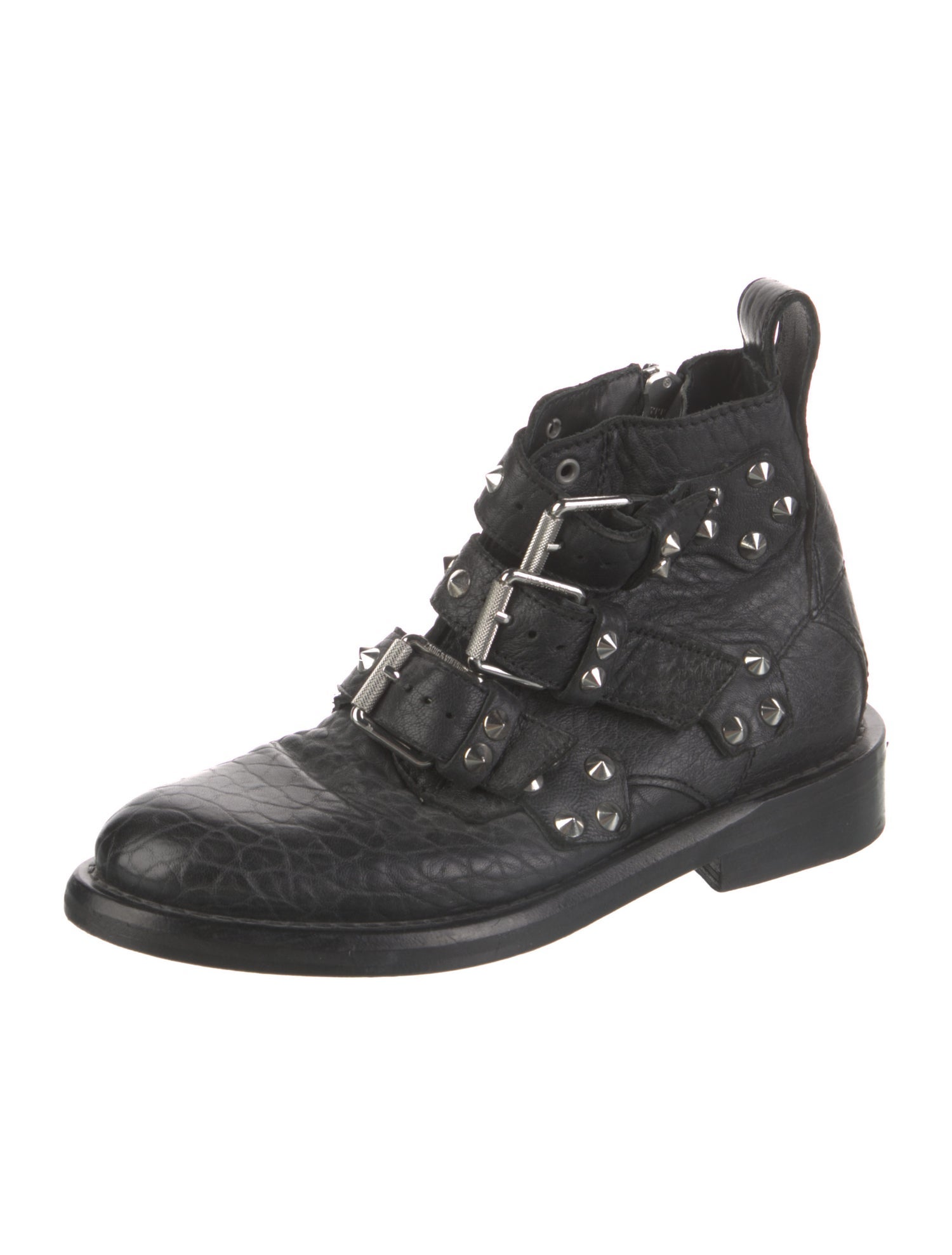 Zadig & Voltaire Leather Studded Accents Combat Boots