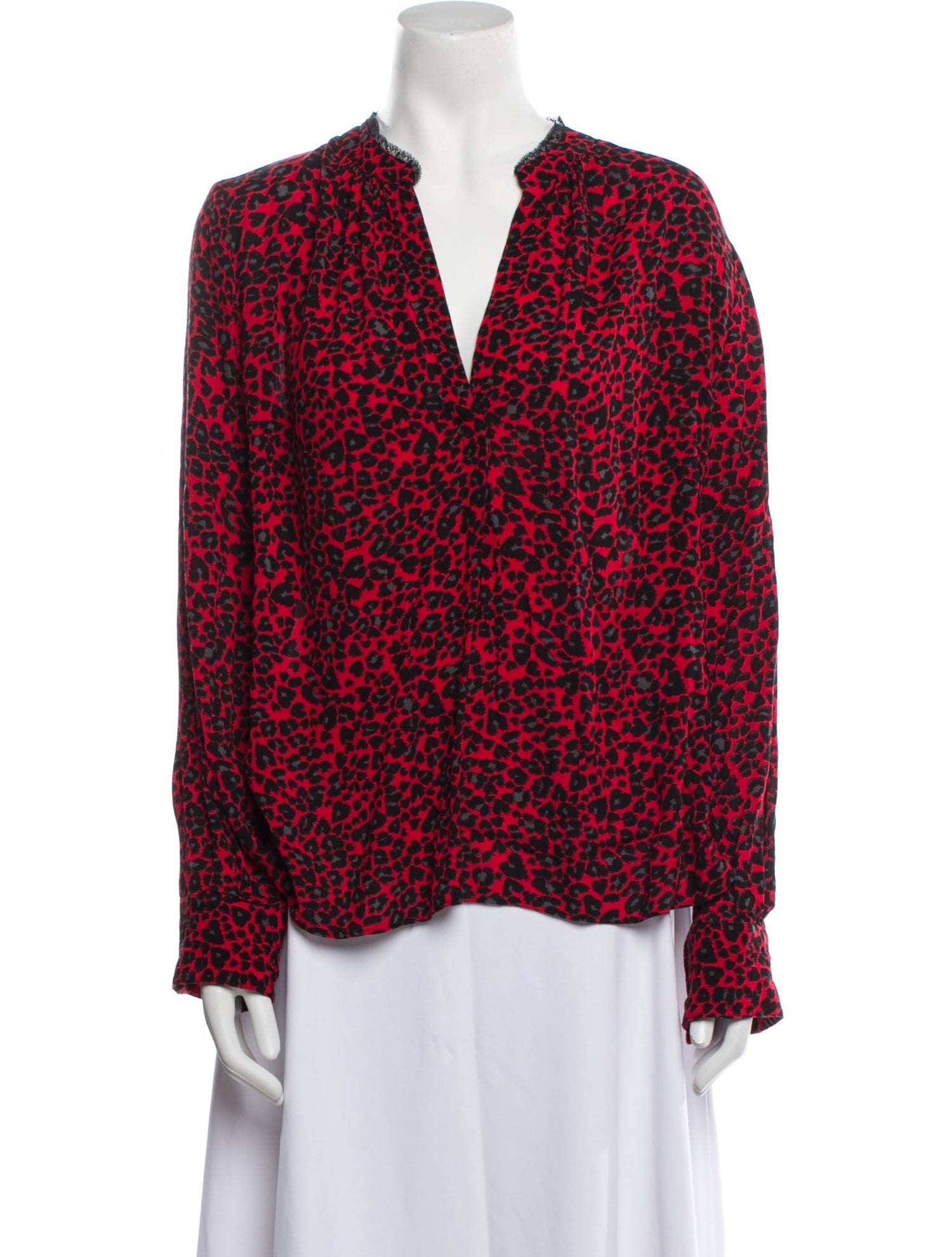 Zadig & Voltaire Animal Print V-Neck Blouse