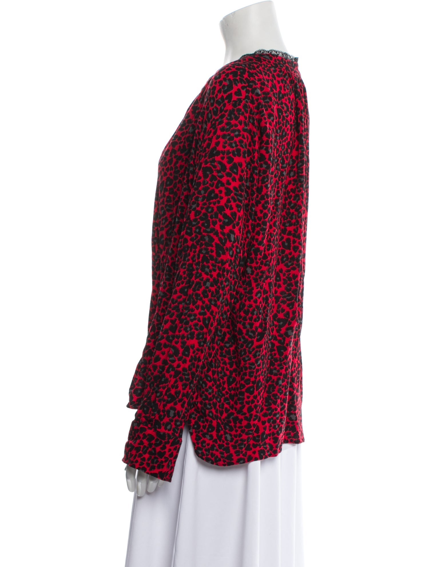 Zadig & Voltaire Animal Print V-Neck Blouse