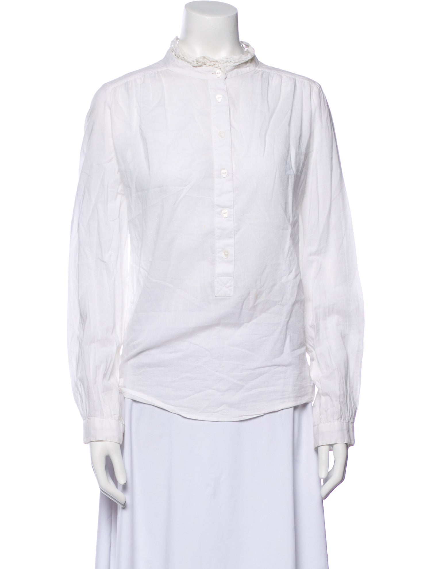 Zadig & Voltaire Mock Neck Long Sleeve Button-Up Top