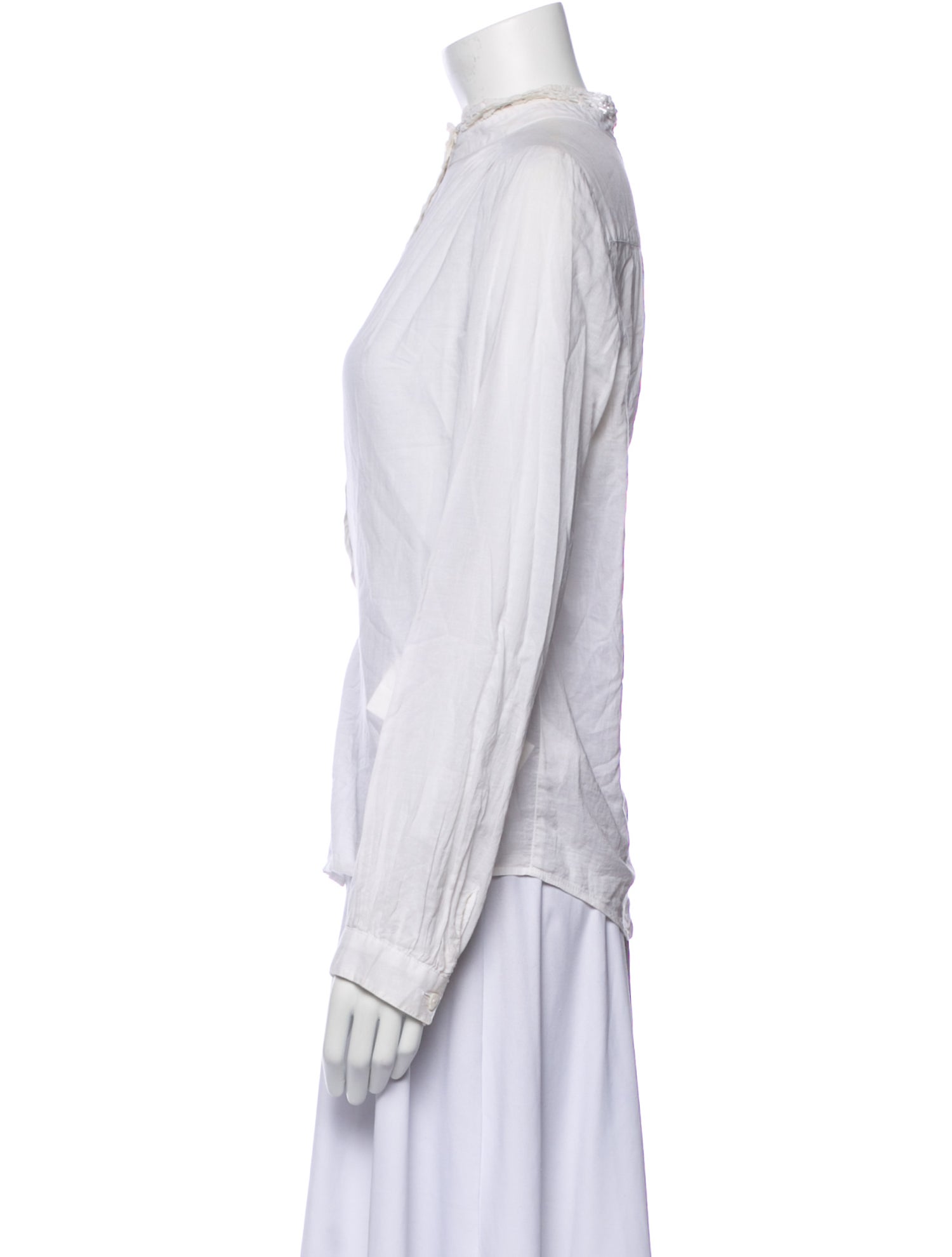 Zadig & Voltaire Mock Neck Long Sleeve Button-Up Top