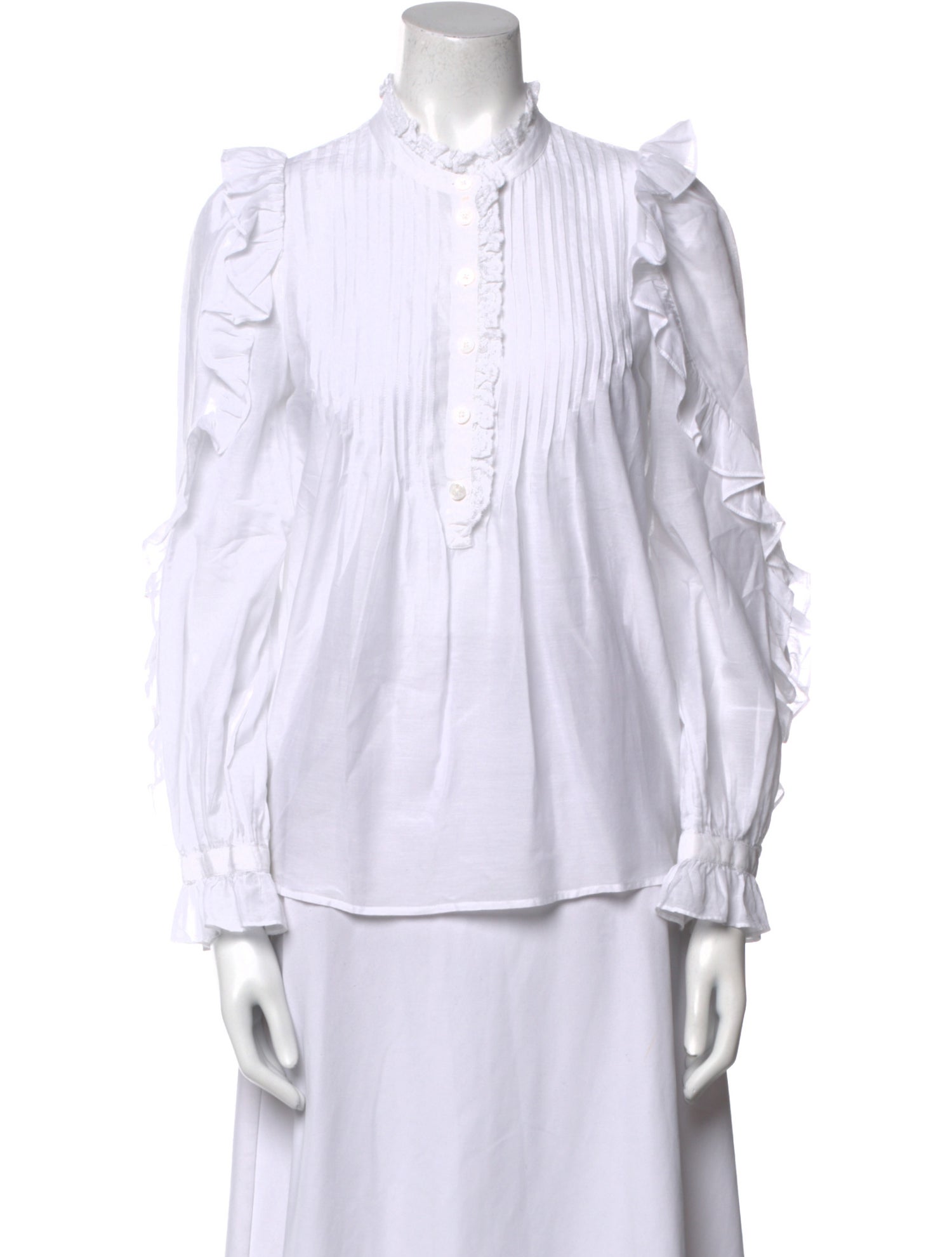 Zadig & Voltaire Mock Neck Long Sleeve Button-Up Top