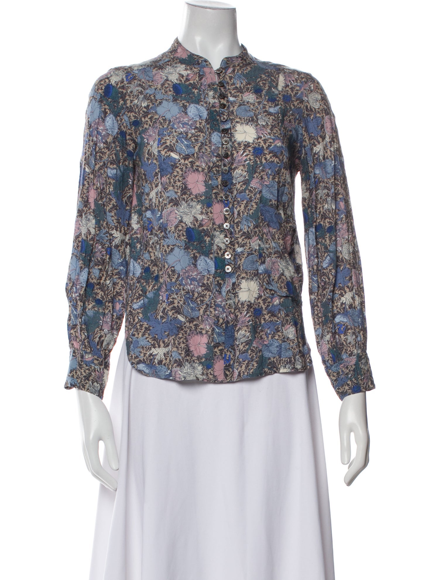 Zadig & Voltaire Floral Print Mock Neck Blouse