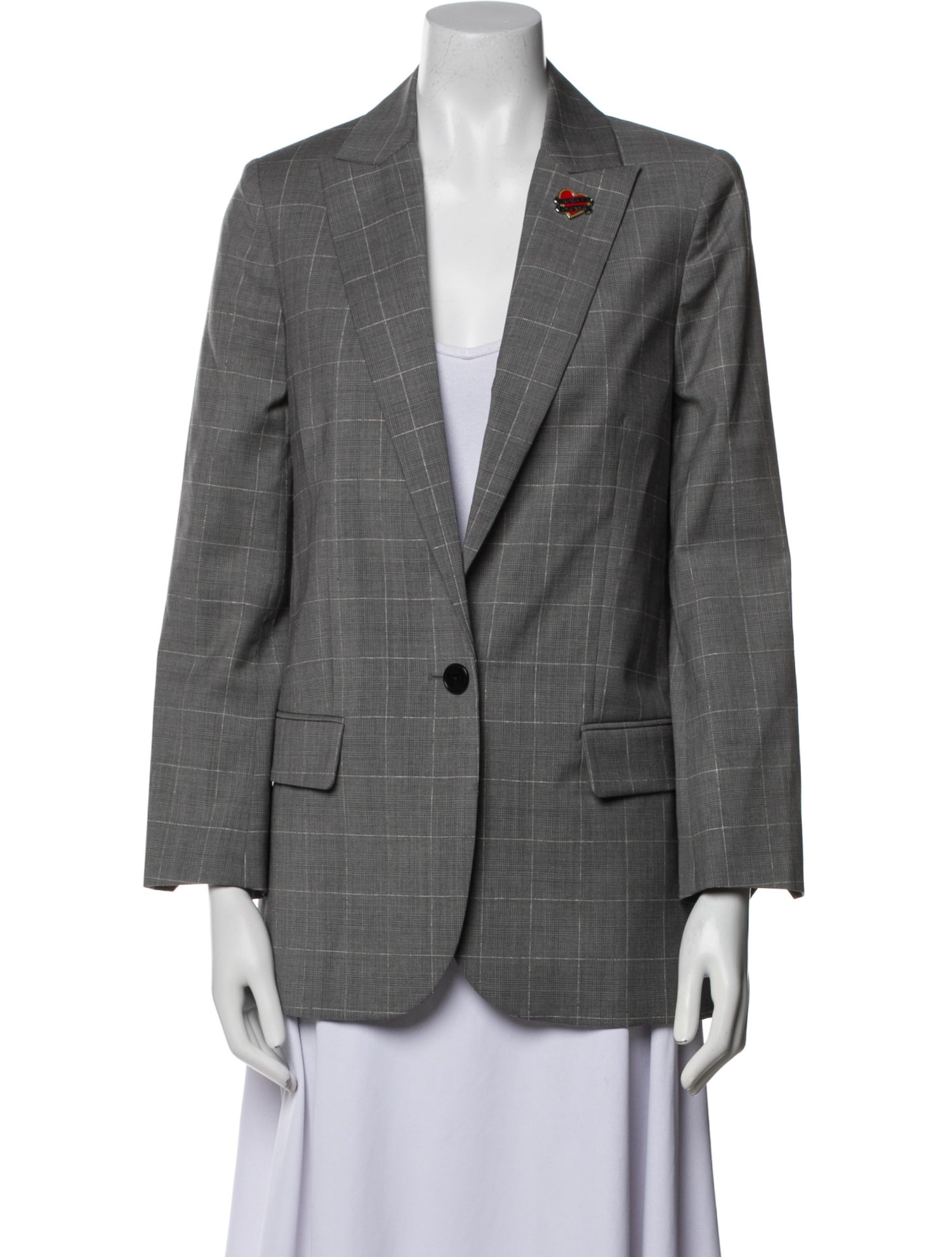 Zadig & Voltaire Virgin Wool Plaid Print Blazer